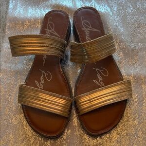 American Rag Gold Double-Strap Slide Sandals